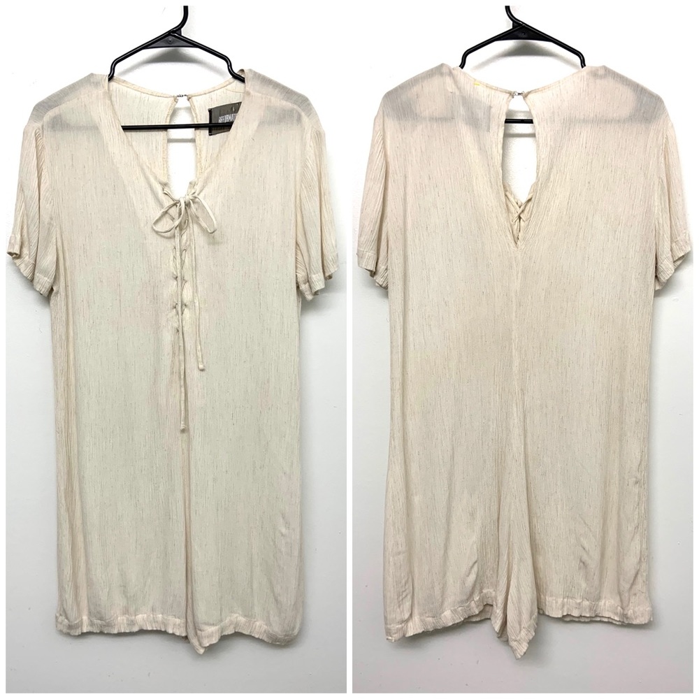 Reformation Cream Lace Up Romper Shorts Womens L